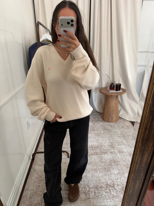 Christian Dior Cream Sweater (Pink Logo)