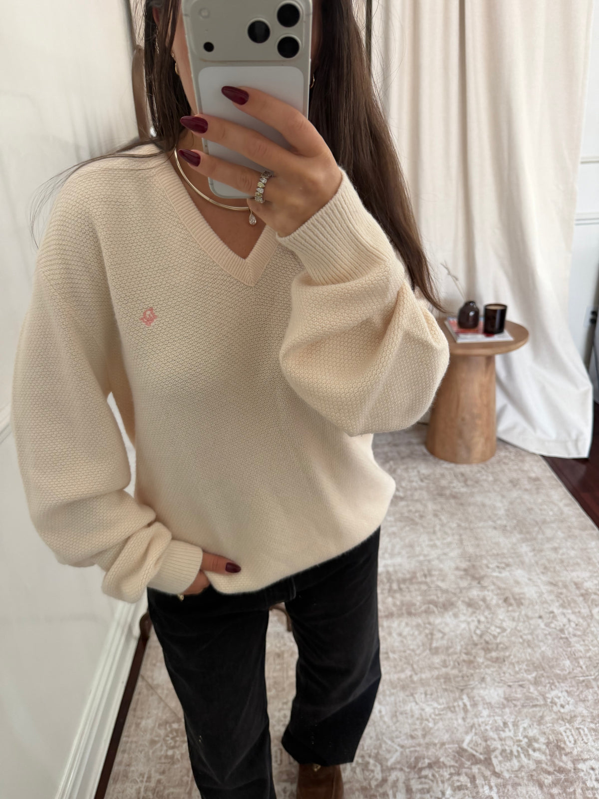 Christian Dior Cream Sweater (Pink Logo)