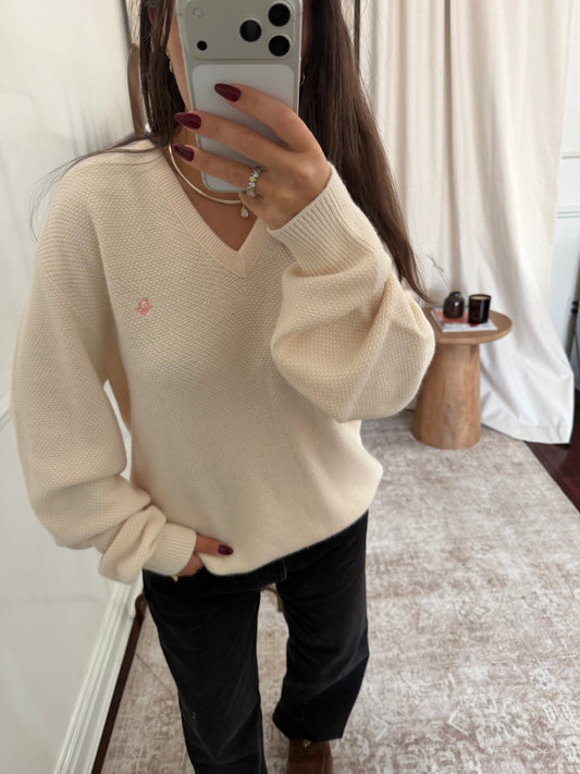 Christian Dior Cream Sweater (Pink Logo)